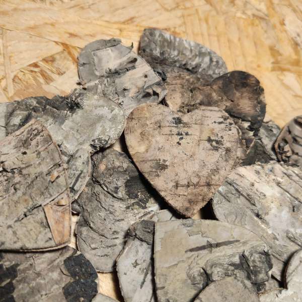 Cuori in Corteccia Grezza – Decorazioni Naturali per Bomboniere e Fai da Te